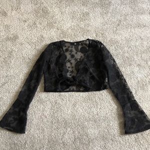 Misguided tie-front cropped long sleeve shirt